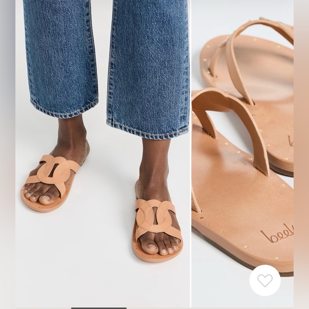 Beek Tan Leather Slide Sandals